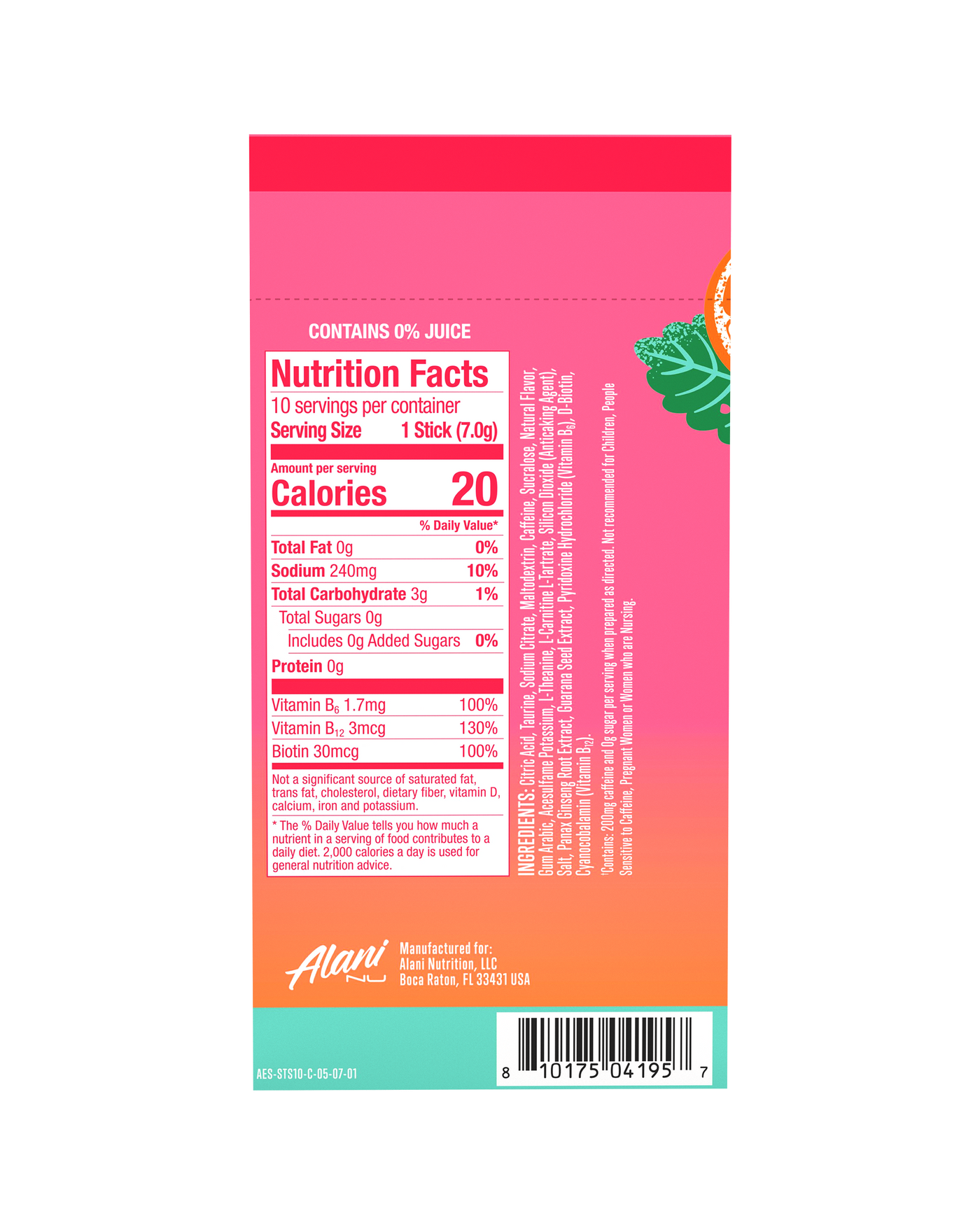 Energy Sticks - Strawberry Sunrise / 10 Pack QC - product image 3