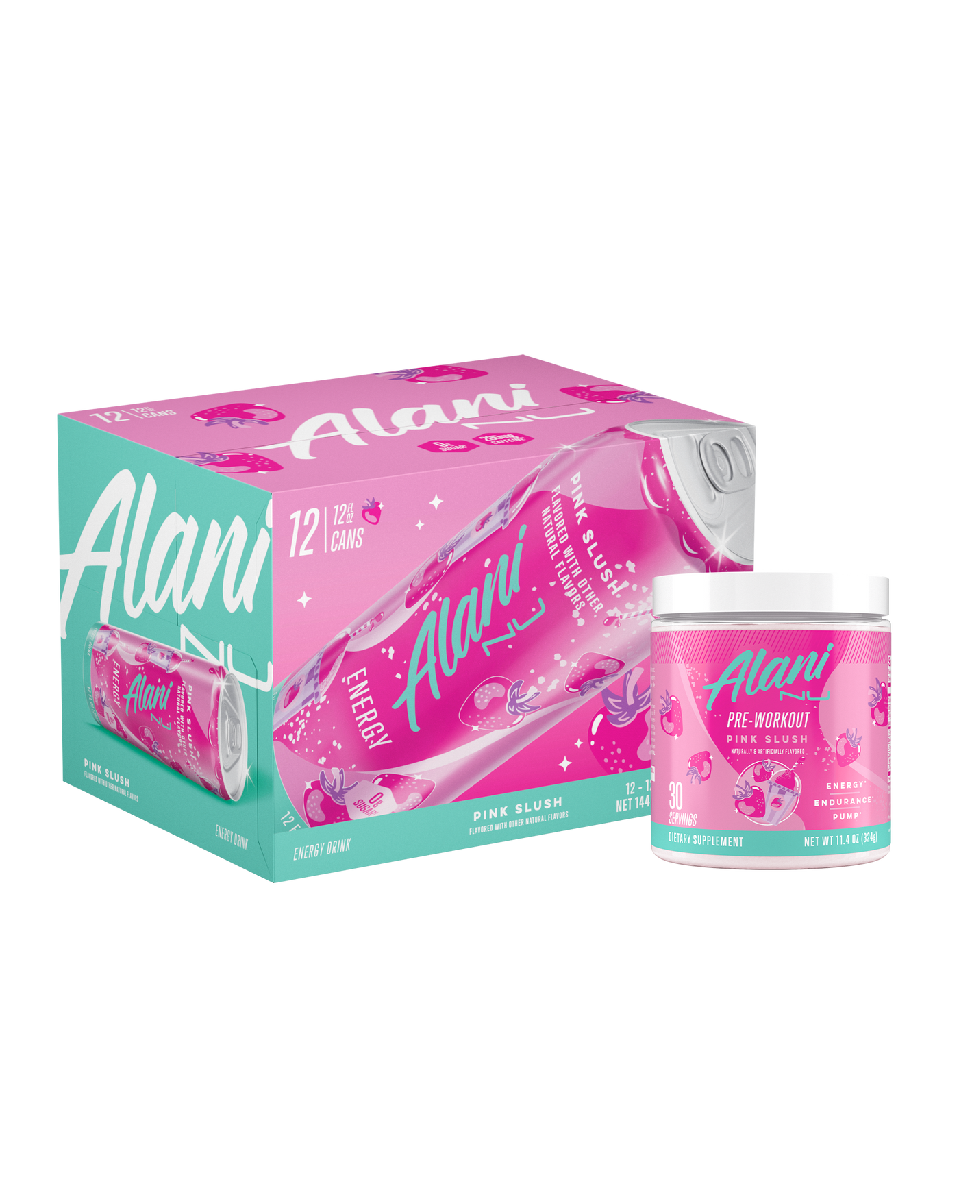 Energy Drink & Pre-Workout - Pink Slush / 12 Pack Energy Drink & 30 Serving Pre-Workout KD - product image 1