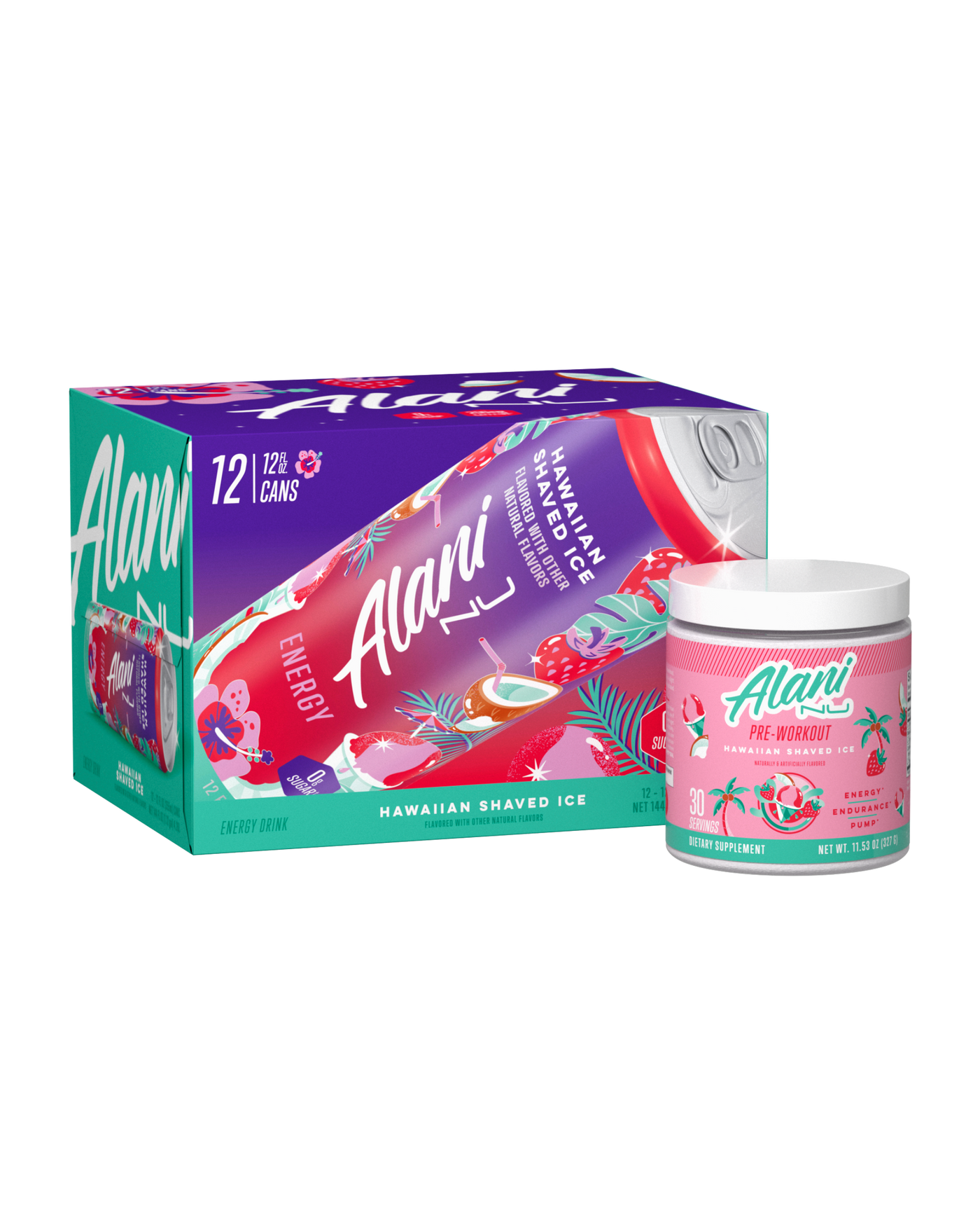 Energy Drink & Pre-Workout - Hawaiian Shaved Ice / 12 Pack Energy Drink & 30 Serving Pre-Workout MD - product image 1